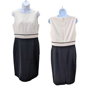 EVAN-PICONE BLACK LABEL Black & Ivory Colorblock Sheath Dress Sleeveless Size 6